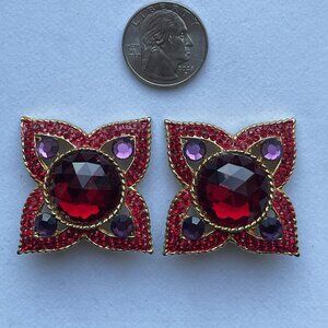 Vintage Jay Strongwater clip crystal earrings.